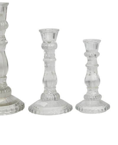 Rosemary Lane The Novogratz Clear Glass Candle Holder, Set Of 3 In Clear