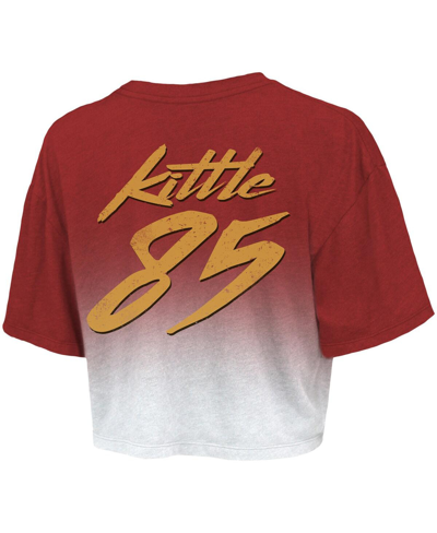 Majestic Threads George Kittle Scarlet/white San Francisco 49ers Dip-dye Player Name & Number Crop T In Scarlet,white