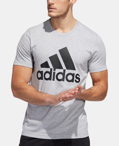 Shop Adidas Originals Men's Badge Of Sport Logo T-shirt In Medium Grey Heather,black