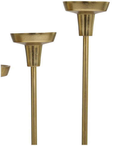 Rosemary Lane Aluminum Slim Candle Holder With White Marble Base 15", 13" And 11"h, Set Of 3 In Gold