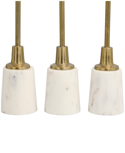 Rosemary Lane Aluminum Slim Candle Holder With White Marble Base 15", 13" And 11"h, Set Of 3 In Gold