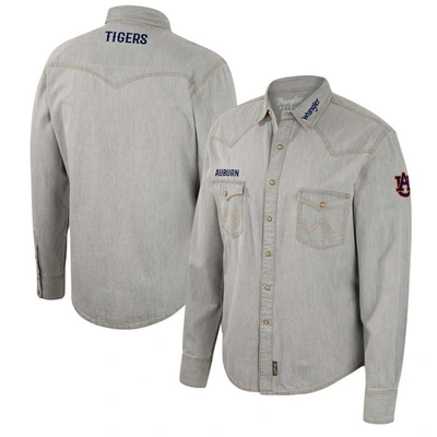 Shop Colosseum X Wrangler Gray Auburn Tigers Cowboy Cut Western Full-snap Long Sleeve Shirt