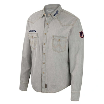 Shop Colosseum X Wrangler Gray Auburn Tigers Cowboy Cut Western Full-snap Long Sleeve Shirt