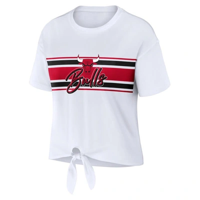 Shop Wear By Erin Andrews White Chicago Bulls Tie-front T-shirt