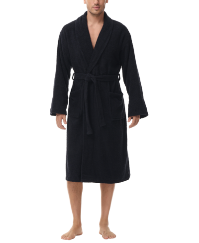 Shop Ink+ivy Men's All Cotton Terry Robe In Black