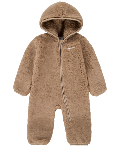 Nike Baby Boys Hooded Sherpa Coverall In Hemp
