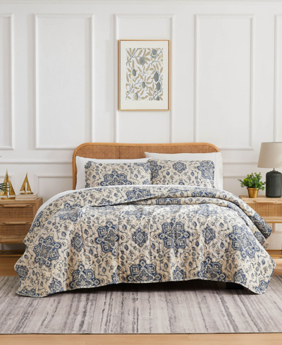 Shop Southshore Fine Linens Persia Oversized 3 Piece Quilt Set, King/california King In Indigo