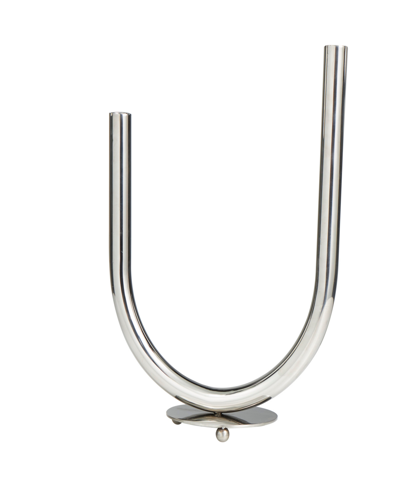 Rosemary Lane The Novogratz Silver Stainless Steel Metal Abstract U-shaped Candelabra, 10" X 6" X 14" In Silver