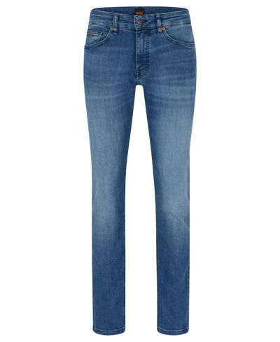 Shop Hugo Boss Boss By  Men's Slim-fit Blue Super-stretch Denim Jeans In Medium Blue