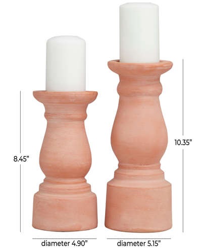 Shop Novogratz Collection The Novogratz Ceramic Terracotta Candle Holder 10" And 8" H, Set Of 2 In Orange
