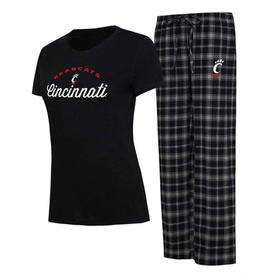 Shop Concepts Sport Black/gray Cincinnati Bearcats Arctic T-shirt & Flannel Pants Sleep Set
