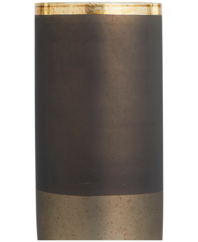 Rosemary Lane Glass Colorblock Candle Holder With Gold-tone Accents And Textured Silver-tone Base, 6" X 6" X 16" In Bronze