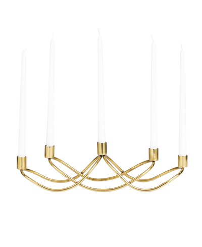 Shop Novogratz Collection The Novogratz Stainless Steel 5 Candle Candelabra, 18" X 5" X 4" In Gold