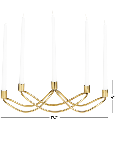 Shop Novogratz Collection The Novogratz Stainless Steel 5 Candle Candelabra, 18" X 5" X 4" In Gold