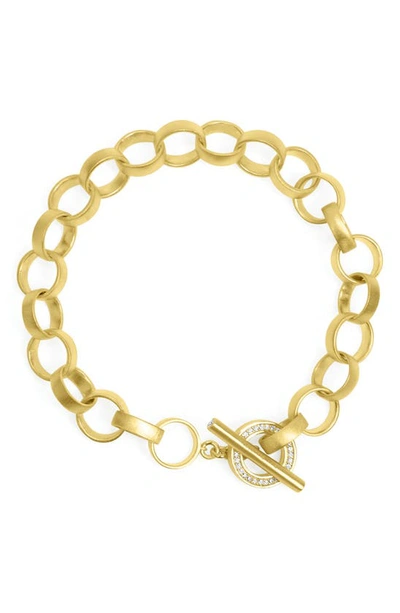 Shop Dean Davidson Petit Pavé Statement Chain Bracelet In White Topaz/ Gold