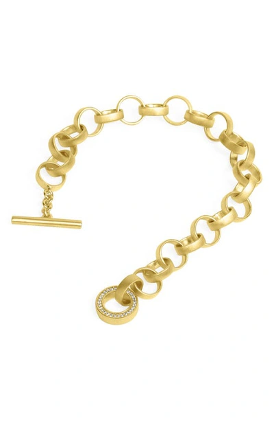 Shop Dean Davidson Petit Pavé Statement Chain Bracelet In White Topaz/ Gold