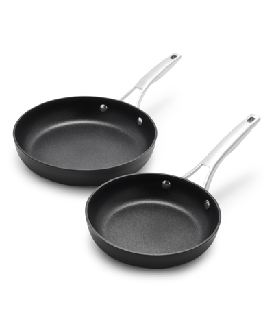 Shop Calphalon Premier Hard-anodized Nonstick 8" And 10" Frying Pans Set In Black,stainless Steel