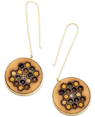 Shop Nectar Nectar New York 18k Gold-plated Mixed Gemstone Honeycomb Drop Earrings In Yw Gld