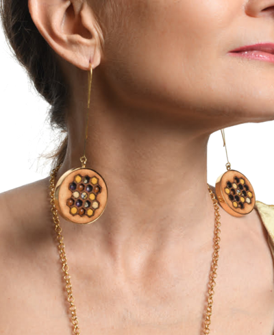 Nectar Nectar New York 18k Gold-plated Mixed Gemstone Honeycomb Drop Earrings In Yw Gld