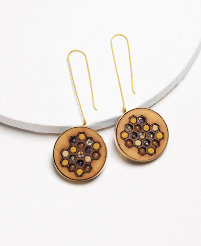 Nectar Nectar New York 18k Gold-plated Mixed Gemstone Honeycomb Drop Earrings In Yw Gld