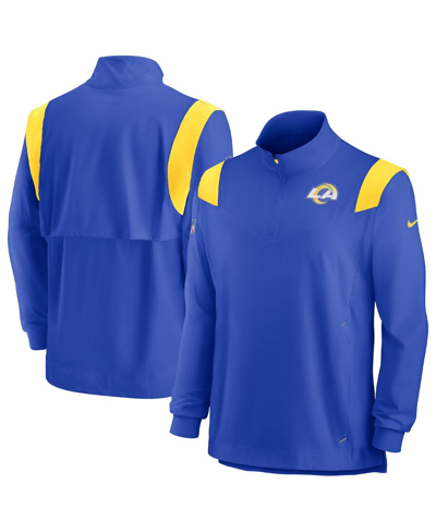 Shop Nike Men's  Royal Los Angeles Rams Sideline Coach Chevron Lockup Quarter-zip Long Sleeve Top