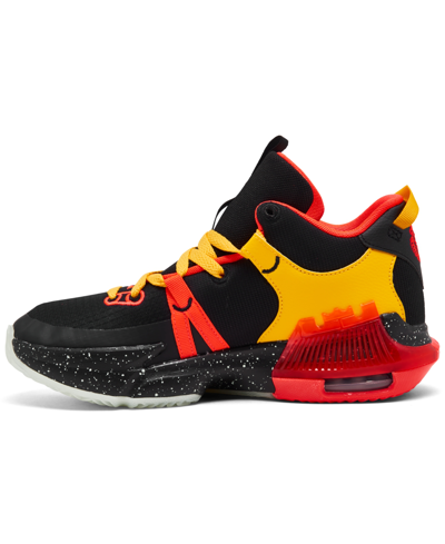 Shop Nike Big Kids Lebron Witness 7 Basketball Sneakers From Finish Line In Black,crimson,gold Tone,barely