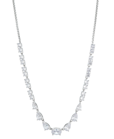 Shop Eliot Danori Silver-tone Mixed Crystal 15" Adjustable Statement Necklace, Created For Macy's