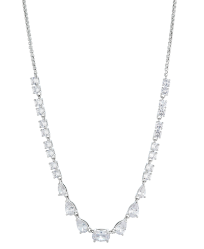 Eliot Danori Silver-tone Mixed Crystal 15" Adjustable Statement Necklace, Created For Macy's In Silver