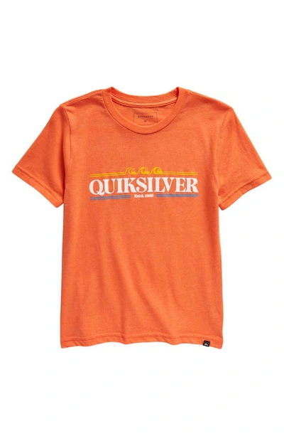 Shop Quiksilver Kids' Gradient Lines Graphic T-shirt In Red Orange Heather