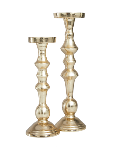 Shop Rosemary Lane Aluminum Candle Holder 17" And 13" H, Set Of 2 In Gold