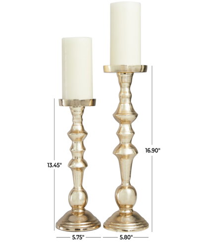 Shop Rosemary Lane Aluminum Candle Holder 17" And 13" H, Set Of 2 In Gold