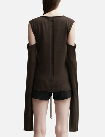 Shop Rick Owens Cape Sleeve Knit In Brown
