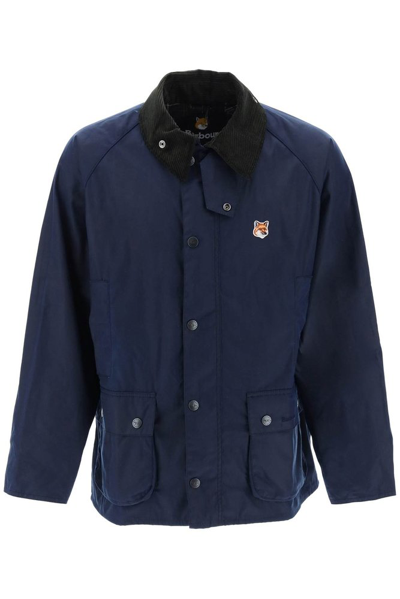 Shop Barbour X Maison Kitsuné Waxed Jacket In Navy