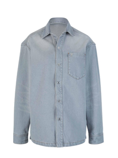 Shop Ami Alexandre Mattiussi Ami Paris Buttoned Denim Jacket In Grey