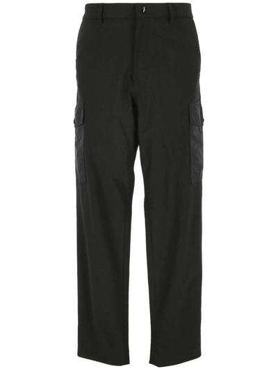 Shop Moncler Logo Patch Cargo Trousers In Black