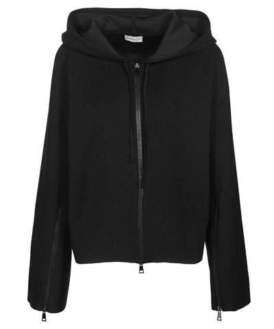Shop Moncler Monlcer Knitted Zipped Hoodie In Black