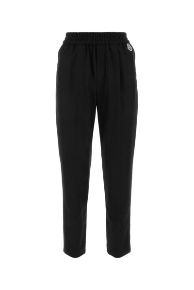 Shop Moncler Logo Patch Elastic Waist Pants In Black
