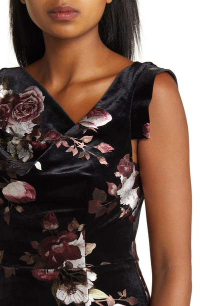 Shop Black Halo Jackie O Floral Velvet Sheath Dress In Moody Rouge