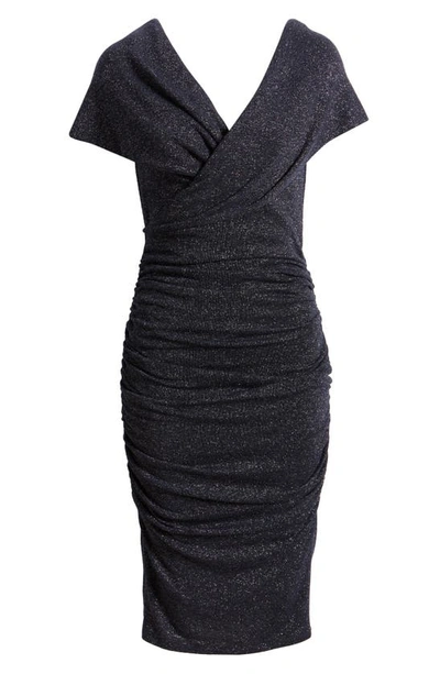 Shop Black Halo Tawny Metallic Ruched Sheath Dress In Dancing Nova