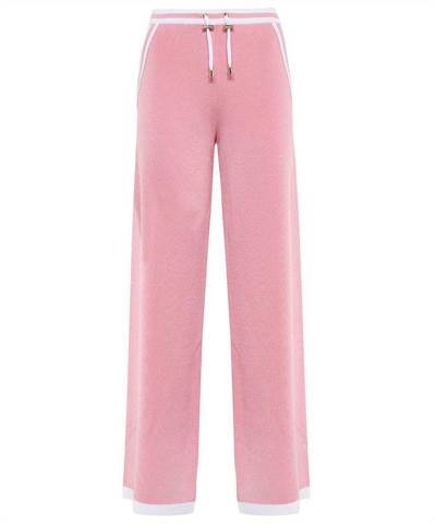 Shop Balmain Wide Leg Knitted Trousers In Pink