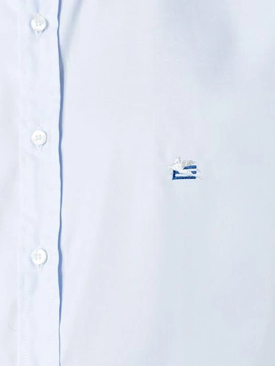 Shop Etro Embroidered Logo Shirt - Blue