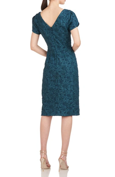 Shop Js Collections Floral Jacquard Sheath Dress In Midnight Forest