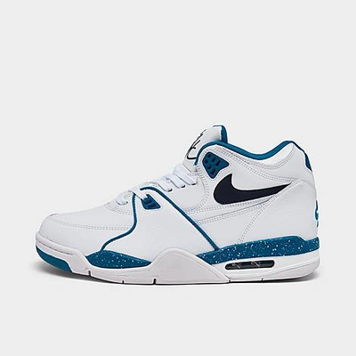 Shop Nike Men's Air Flight 89 Basketball Shoes In White/dark Obsidian/brigade Blue