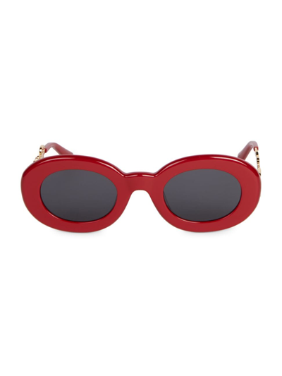 Shop Jacquemus Men's Pralu 49mm Logo Oval Sunglasses In Red