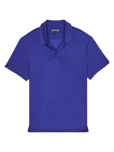 Shop Vilebrequin Men's Classic-fit Jersey Polo In Bleu Neptune