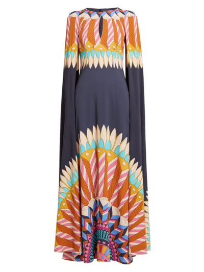 Shop La Doublej Women's Hathor Printed Cape Maxi Dress In Delta