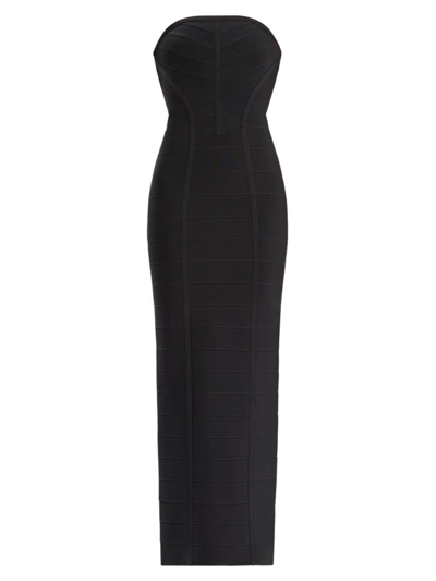 Shop Herve Leger Women's Icon Strapless Bandage Gown In Black