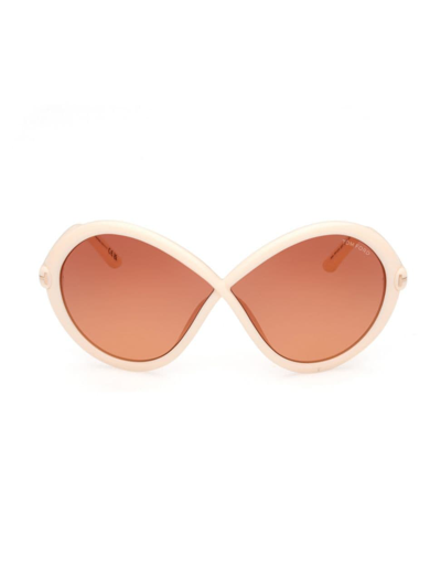 Shop Tom Ford Women's Jada 68mm Oversized Sunglasses In Ivory Gradient Burgundy