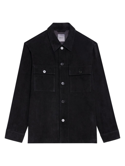 Shop Theory Men's Closson Suede Shirt Jacket In Black
