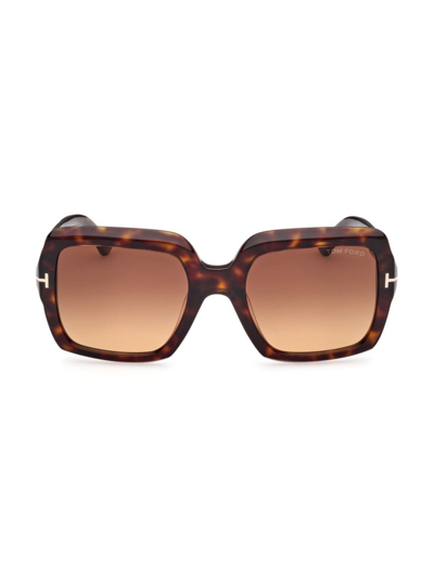 Shop Tom Ford Women's Kaya 54mm Square Sunglasses In Dark Havana Gradient  Brown